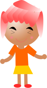 Smiling girl with pink hair