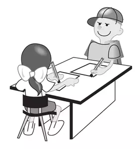 Vector illustration of kids drawing