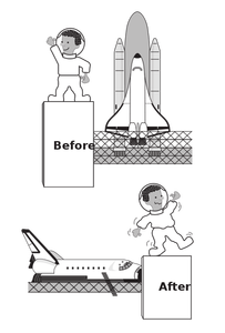 Transbordador espacial y astronout vector de la imagen