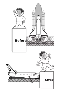 Space shuttle i astronout grafika wektorowa