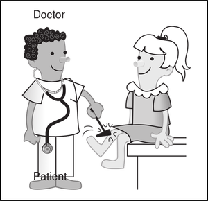 Vektor tecknad ClipArt-bilder av läkare och patient