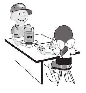 Anak-anak bereksperimen di meja vektor ilustrasi