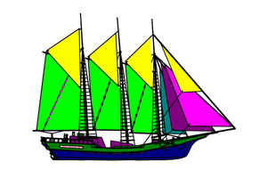 Färgglada segling ship vektorritning