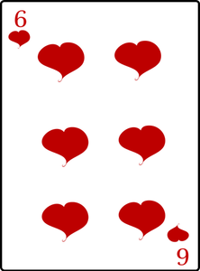 Sechs von Herzen Spielkarte