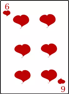 Seks av hjerter-kortstokk