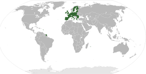 Europa markeras på en VärldenKarta vektor illustration