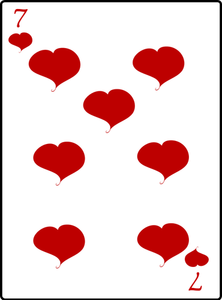 Şapte din carte de joc inimile grafică vectorială