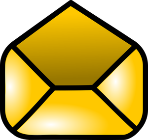 Vector de dibujo de icono web mail abierto amarillo brillante