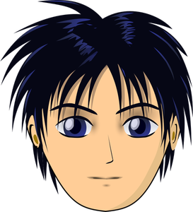 Ilustraţie vectorială anime băiat cu păr negru