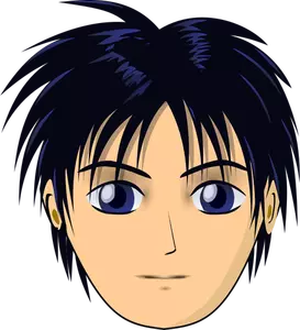 Vektor ilustrasi anime anak laki-laki dengan rambut hitam