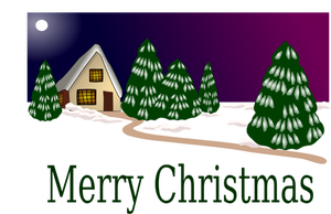Tarjeta de Navidad con dibujo vectorial de escena de invierno