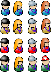 Vector image of user icons set with scarve