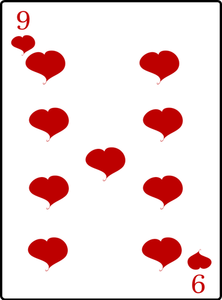 Negen van harten speelkaart vector afbeelding