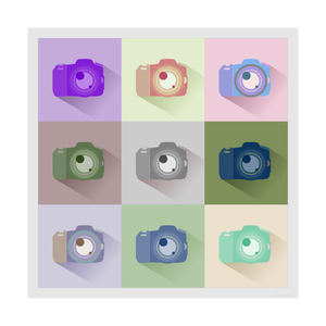 Icono de cámara de fotos digital SLR establece imagen vectorial