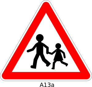 Voetgangers oversteken van de weg waarschuwing verkeersbord vectorafbeeldingen