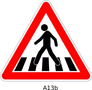 Tanda peringatan lalu lintas pejalan kaki menyeberang vektor gambar