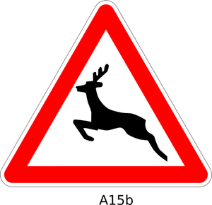 deer crossing traffic warning sign vector illustration