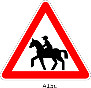 Cavaliere del cavallo sulla strada traffico segno immagine di vettore
