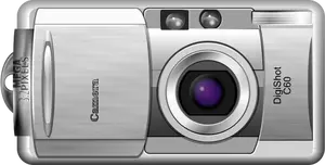 Vektori ClipArt-kuva avoimesta ja kuvattavasta digitaalikamerasta