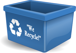 Ilustración vectorial de la papelera de reciclaje de plástico azul