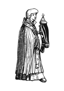 Middeleeuwse priester met sacrament vector