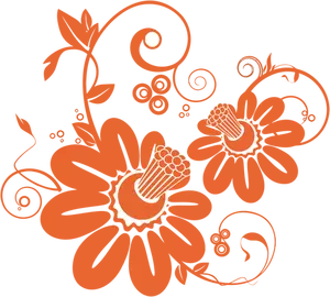 Två orangefärgade blommor vektor ritning