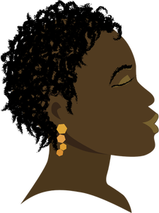 Afrikkalainen tyttö suljetut silmät profiili vektori piirustus