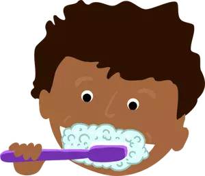 Afrikkalainen lapsi harjaa hampaita