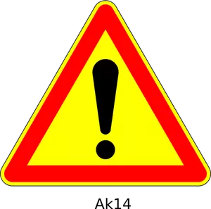 Vector drawing of danger ahead triangular temporary road sign