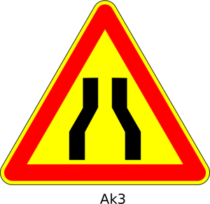 Illustration vectorielle de la route rétrécit à suivre panneau temporaire triangulaire