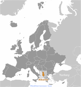 Etiket van de plaats van Albanië