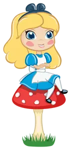 Alice auf einen Pilz Vektor-Bild