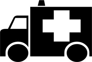 Zwart-wit ambulance pictogram vectorillustratie