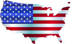 Amerikanische Flagge und Karte