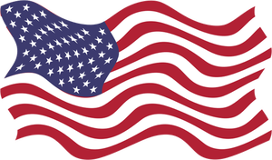 Bandera americana en un viento