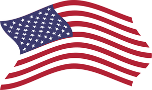 Bandera americana en un día ventoso