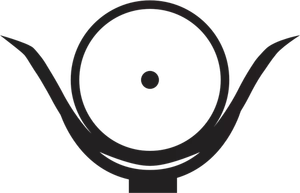 Sirkel med prikk i en bolle formet beholder vektor illustrasjon