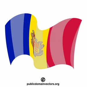 Drapelul statului Andorra fluturând