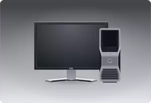 Computadora CPU y el monitor vector iamge