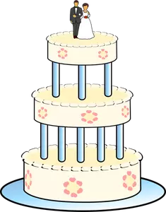 Tegning av tre nivå bryllup kake