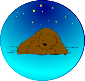 Brown bear sleeping under stars vector clip art