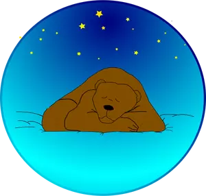 Urso pardo, dormindo sob as estrelas vetor clip art