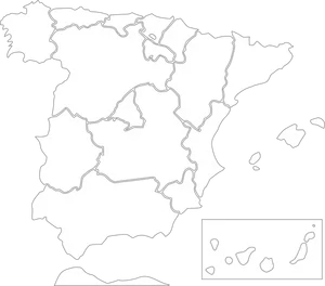 Grafika wektorowa mapa regionów Hiszpanii