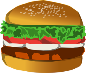Hamburger met sla en tomaat