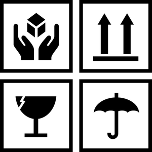 Vektor-Bild Reihe von Paket Umgang mit Symbolen