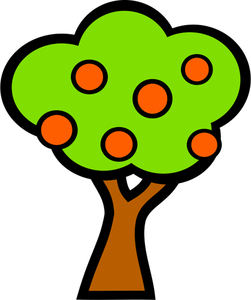 Vektorigrafiikka oranssista puusta sarjakuvaa