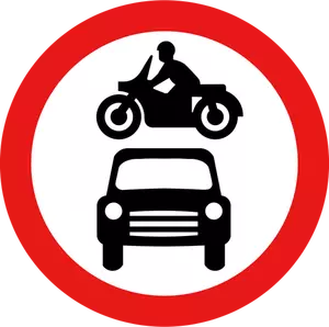 Brak pojazdów silnikowych wektor znak drogowy