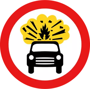 Brak pojazdów przewożących materiały wybuchowe wektor znak