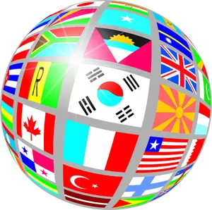 Globe vorm met vlaggen