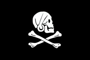 Imagen de vector cráneo y huesos de bandera pirata